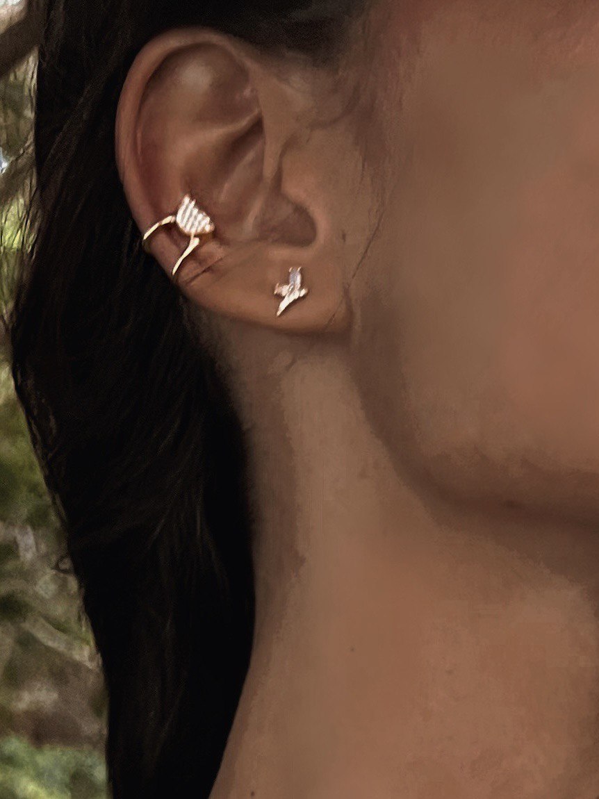 Latte Stone Ear-Cuff w/ Diamond Simulate