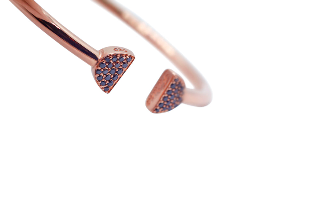 Double Latte Bangle- Rosé Gold & Black Diamonds