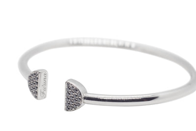 Double Latte Bangle- Silver Ice & Black Diamonds