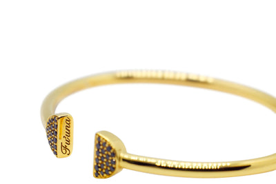 Double Latte Bangle- 24K Gold & Black Diamonds