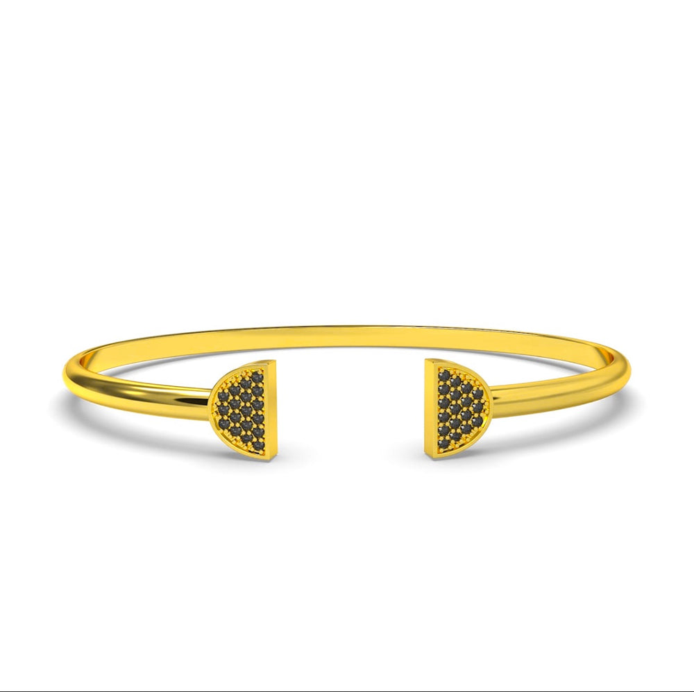 Double Latte Bangle- 24K Gold & Black Diamonds