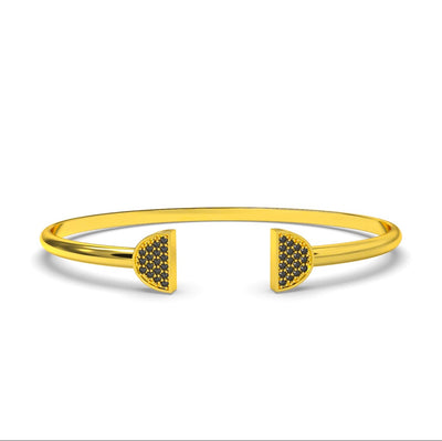Double Latte Bangle- 24K Gold & Black Diamonds