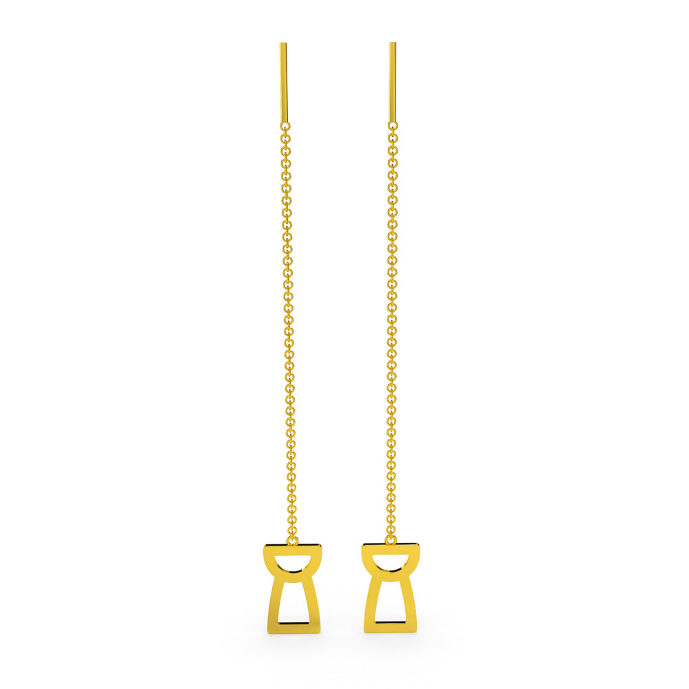 Drop Chain Latte Stone Earrings - 24K Gold