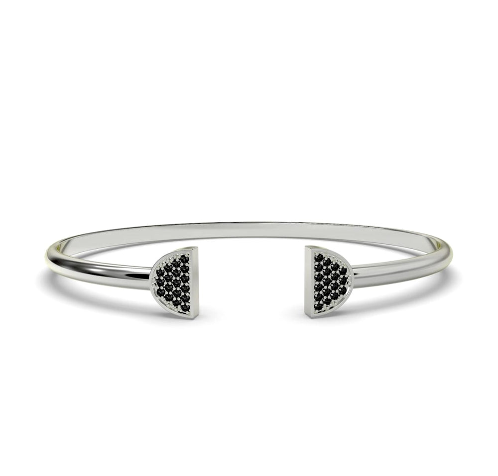 Double Latte Bangle- Silver Ice & Black Diamonds