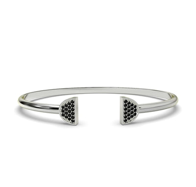 Double Latte Bangle- Silver Ice & Black Diamonds
