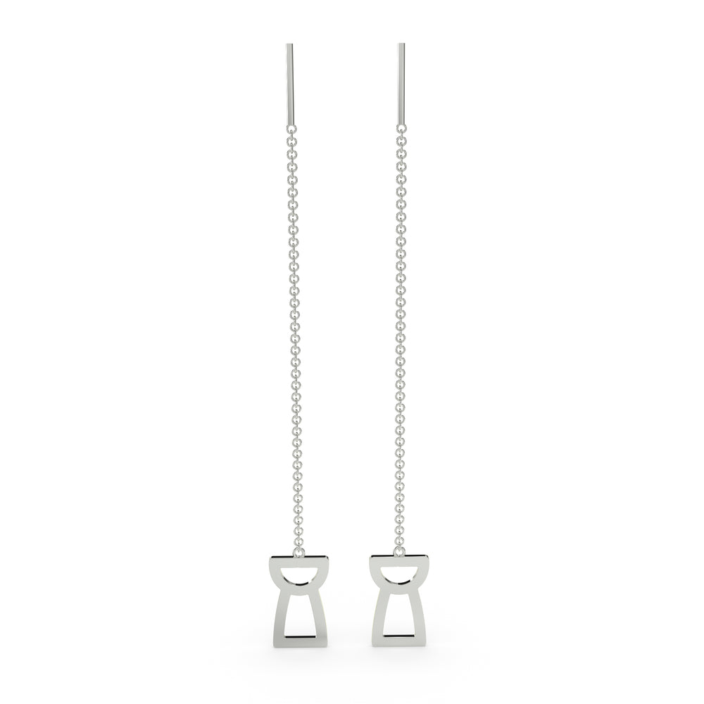 Drop Chain Latte Stone Earrings - Silver Ice