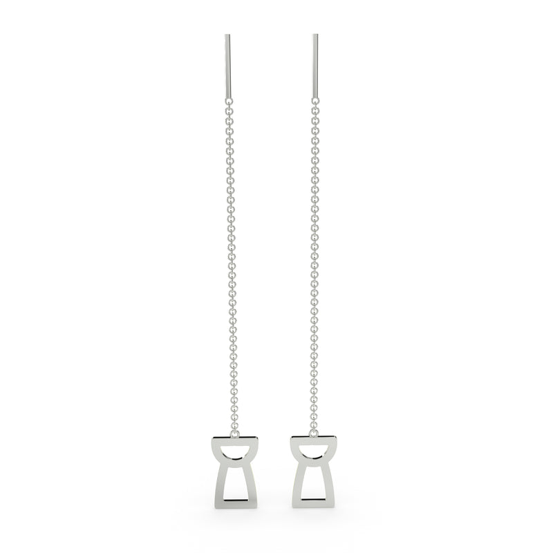 Drop Chain Latte Stone Earrings - Silver Ice